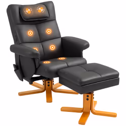 HOMCOM Massage Recliner Chair with Footstool and Hidden Storage, Black - Additional view 8