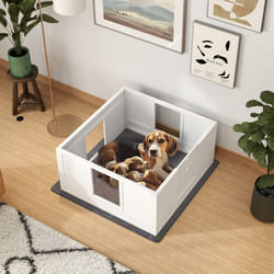PawHut Dog Whelping Box with Whelping Pad, Adjustable Entrance, 100 x 96cm
