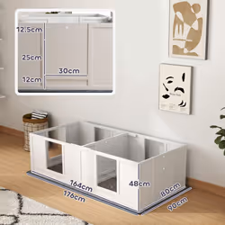 PawHut Whelping Box for Dogs with Whelping Pad, Two Room Design, 164 x 80cm