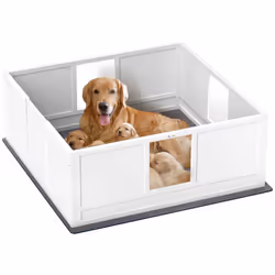 PawHut Dog Whelping Box with Whelping Pad, Adjustable Entrance, 124 x 120cm