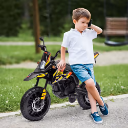 AIYAPLAY 12V Aprilia Licensed Kids Motorbike with Training Wheels, Yellow