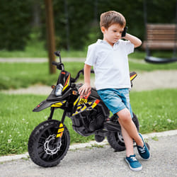 AIYAPLAY 12V Aprilia Licensed Kids Motorbike with Training Wheels, Yellow
