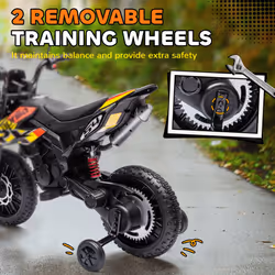 AIYAPLAY 12V Aprilia Licensed Kids Motorbike with Training Wheels, Yellow