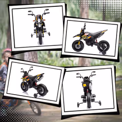 AIYAPLAY 12V Aprilia Licensed Kids Motorbike with Training Wheels, Yellow - Additional view 5