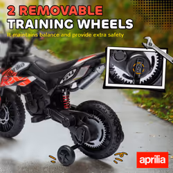 AIYAPLAY 12V Aprilia Licensed Kids Motorbike with Training Wheels, Red - Additional view 4