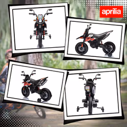 AIYAPLAY 12V Aprilia Licensed Kids Motorbike with Training Wheels, Red - Additional view 6