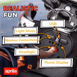 AIYAPLAY 12V Aprilia Licensed Kids Motorbike with Training Wheels, Red - Additional view 8