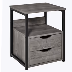 HOMCOM End Table Bedside Desk Slim Storage Cabinet with Shelf Grey