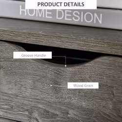 HOMCOM End Table Bedside Desk Slim Storage Cabinet with Shelf Grey - Additional view 4