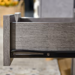 HOMCOM End Table Bedside Desk Slim Storage Cabinet with Shelf Grey - Additional view 6