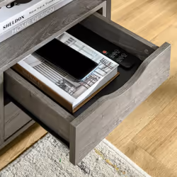 HOMCOM End Table Bedside Desk Slim Storage Cabinet with Shelf Grey - Additional view 8