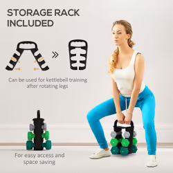 SPORTNOW Dumbbells Set with Storage Rack, 2 x 1kg, 2 x 3kg, 2 x 5kg, Grey - Additional view 6