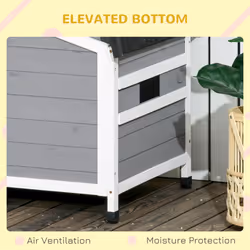PawHut Wooden Dog Kennel for Outside 97L x 72W x 65Hcm, Grey - Additional view 5