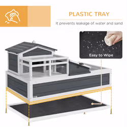 PawHut Wooden Tortoise House Indoor Outdoor w/ Balcony, Tray, Openable Roof - Additional view 4