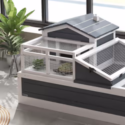PawHut Wooden Tortoise House Indoor Outdoor w/ Balcony, Tray, Openable Roof - Additional view 7