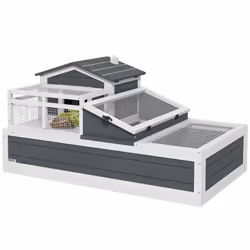 PawHut Wooden Tortoise House Indoor Outdoor w/ Balcony, Tray, Openable Roof - Additional view 8