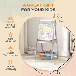 AIYAPLAY Double-Sided Art Easel for Kids with Paper Roll, Storage Boxes - Additional view 4