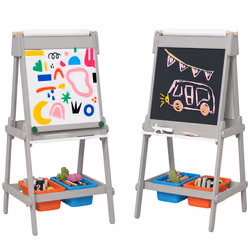 AIYAPLAY Double-Sided Art Easel for Kids with Paper Roll, Storage Boxes - Additional view 8