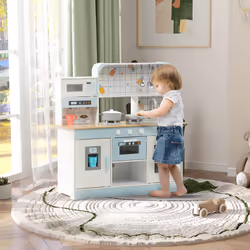 AIYAPLAY Toy Kitchen, Pretend Role Play Kitchen w/ Ice Maker, Microwave