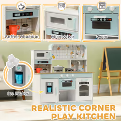 AIYAPLAY Toy Kitchen, Pretend Role Play Kitchen w/ Ice Maker, Microwave