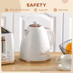 HOMCOM Electric Kettle, Fast Boil, 1.7L, 3kW, Swivel, Auto Shut-off, Cream - Additional view 4