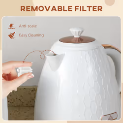 HOMCOM Electric Kettle, Fast Boil, 1.7L, 3kW, Swivel, Auto Shut-off, Cream - Additional view 5