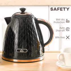 HOMCOM Electric Kettle, Fast Boil, 1.7L, 3kW, Swivel, Auto Shut-off, Black - Additional view 5