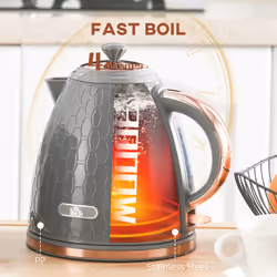 HOMCOM Electric Kettle, Fast Boil, 1.7L, 3kW, Swivel, Auto Shut-off, Grey