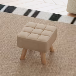 HOMCOM Modern Footstool, Fabric Foot Rest with Rubber Wood Legs, Brown - Additional view 5
