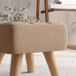HOMCOM Modern Footstool, Fabric Foot Rest with Rubber Wood Legs, Brown - Additional view 6