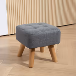 HOMCOM Modern Footstool, Fabric Foot Rest with Rubber Wood Legs, Grey