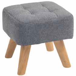 HOMCOM Modern Footstool, Fabric Foot Rest with Rubber Wood Legs, Grey - Additional view 7