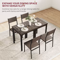 HOMCOM 3 Pcs Compact Dining Table 2 Chairs Set Grey Wood Grain - Additional view 5