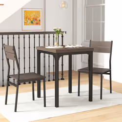 HOMCOM 3 Pcs Compact Dining Table 2 Chairs Set Grey Wood Grain - Additional view 6