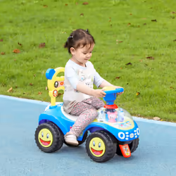 AIYAPLAY Ride on Toy, Foot to Floor Design with Music, Light, Horn, Blue