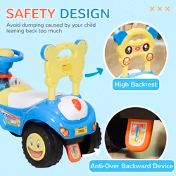 AIYAPLAY Ride on Toy, Foot to Floor Design with Music, Light, Horn, Blue