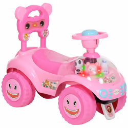 AIYAPLAY Ride on Toy, Foot to Floor Design with Music, Light, Horn, Pink