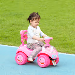 AIYAPLAY Ride on Toy, Foot to Floor Design with Music, Light, Horn, Pink
