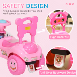 AIYAPLAY Ride on Toy, Foot to Floor Design with Music, Light, Horn, Pink