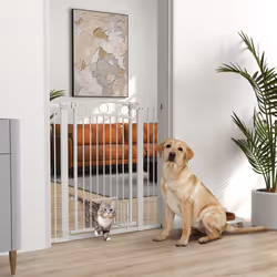 PawHut Stair Gate with Cat Door, Adjustable Width, 76-104cm and 106cm Tall