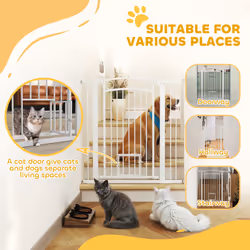 PawHut Stair Gate with Cat Door, Adjustable Width, 76-104cm and 106cm Tall - Additional view 4