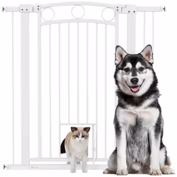 PawHut Stair Gate with Cat Door, Adjustable Width, 76-104cm and 106cm Tall - Additional view 7