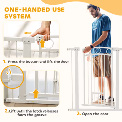 PawHut Stair Gate with Cat Door, Adjustable Width, 76-104cm and 106cm Tall - Additional view 8