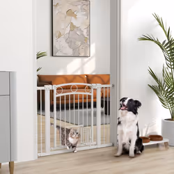 PawHut Stair Gate with Cat Door, Adjustable Width, 76-104cm and 77cm Tall