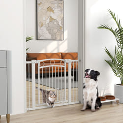 PawHut Stair Gate with Cat Door, Adjustable Width, 76-104cm and 77cm Tall