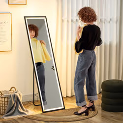 HOMCOM 150 x 40cm Full Length Mirror w/ Adjustable Lights Metal Frame Black