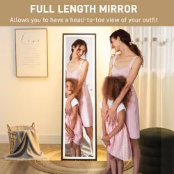 HOMCOM 150 x 40cm Full Length Mirror w/ Adjustable Lights Metal Frame Black