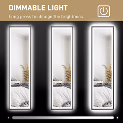 HOMCOM 150 x 40cm Full Length Mirror w/ Adjustable Lights Metal Frame Black - Additional view 4