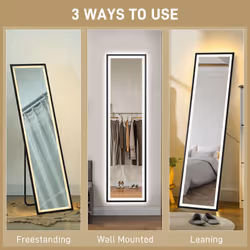 HOMCOM 150 x 40cm Full Length Mirror w/ Adjustable Lights Metal Frame Black - Additional view 6