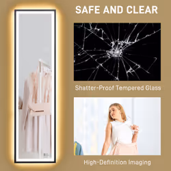HOMCOM 150 x 40cm Full Length Mirror w/ Adjustable Lights Metal Frame Black - Additional view 7
